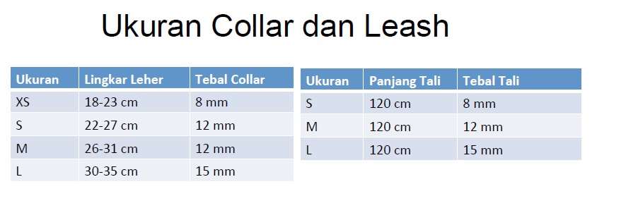 ukuran leash and collar kulit